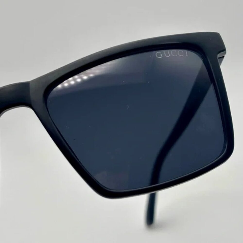 Authentic Gucci Rectangular Matte Black Sunglasse… - image 3